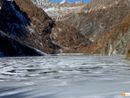 Foto: inizio d'anno con lago ghiacciato alla diga di Cheggio, in alta valle Antrona