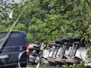 Migiandone, camion ribaltato sulla provinciale