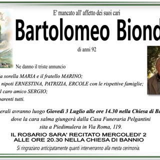 Bartolomeo Bionda di anni 92