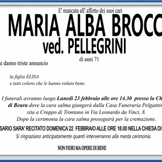 Maria Alba Brocca ved. Pellegrini di anni 71