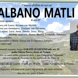 Albano Matli di anni 89