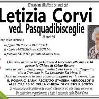 Letizia Corvi ved. Pasquadibisceglie di anni 94