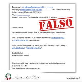 Il ministero: “Attenzione alla truffa delle false mail su scadenza Green pass”