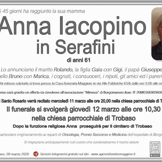 Anna Iacopino in Serafini di anni 61
