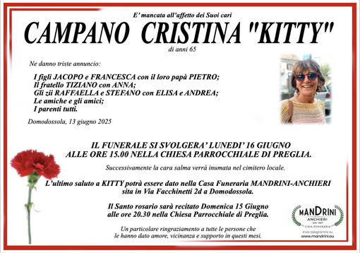 Campano Cristina "Kitty" di anni 65