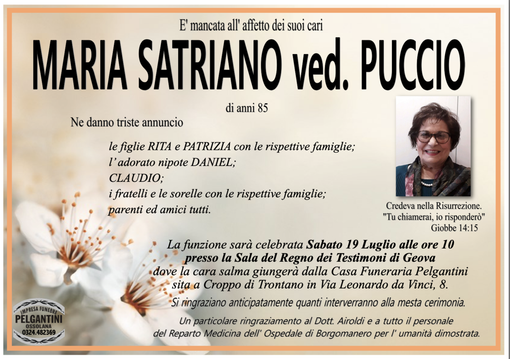 Maria Satriano ved. Puccio di anni 85 Maria Satriano ved. Puccio di anni 85