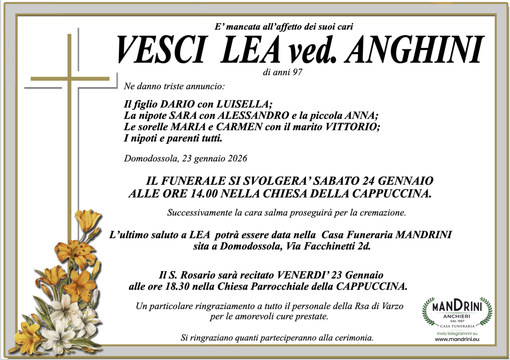 Vesci Lea ved. Anghini di anni 97