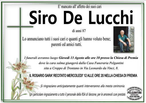 Siro De Lucchi di anni 87