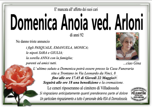 Domenica Anoia ved. Arloni di anni 92