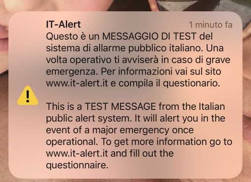 IT-Alert, effettuato il test sui cellulari in tutto il Piemonte