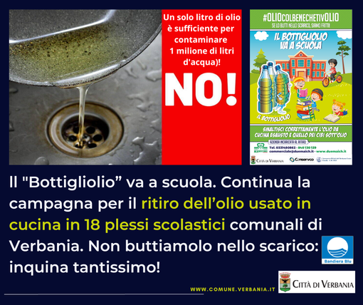 ll "Bottigliolio” va a scuola, continua la campagna per il ritiro dell’olio usato in cucina ll "Bottigliolio” va a scuola, continua la campagna per il ritiro dell’olio usato in cucina