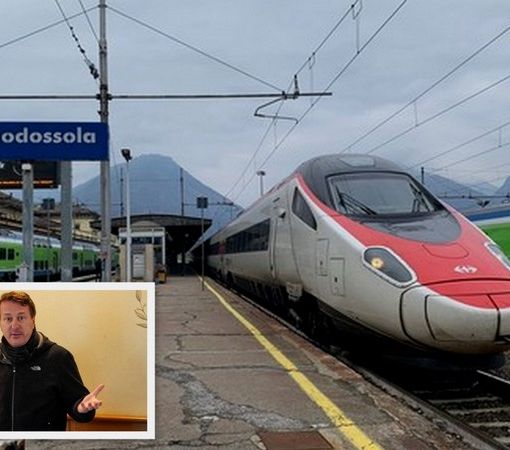 Foto: la stazione di Domodossola, nel riquadro Francesco Gaiardelli