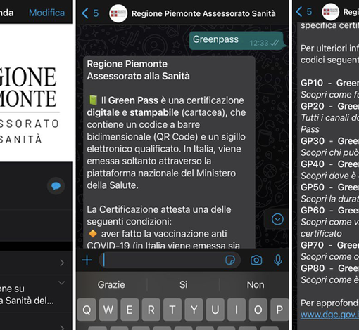 Covid e Green Pass, le informazioni dalla Regione arrivano via whatsapp