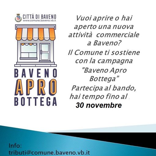 Il Comune di Baveno incentiva la'pertura di esercizi commerciali con il bando 'Apro Bottega'