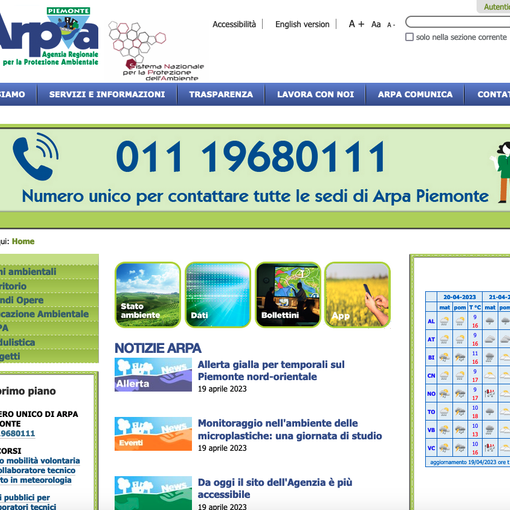 Arpa Piemonte, il sito dell'Agenzia accessibile anche a persone con disabilità
