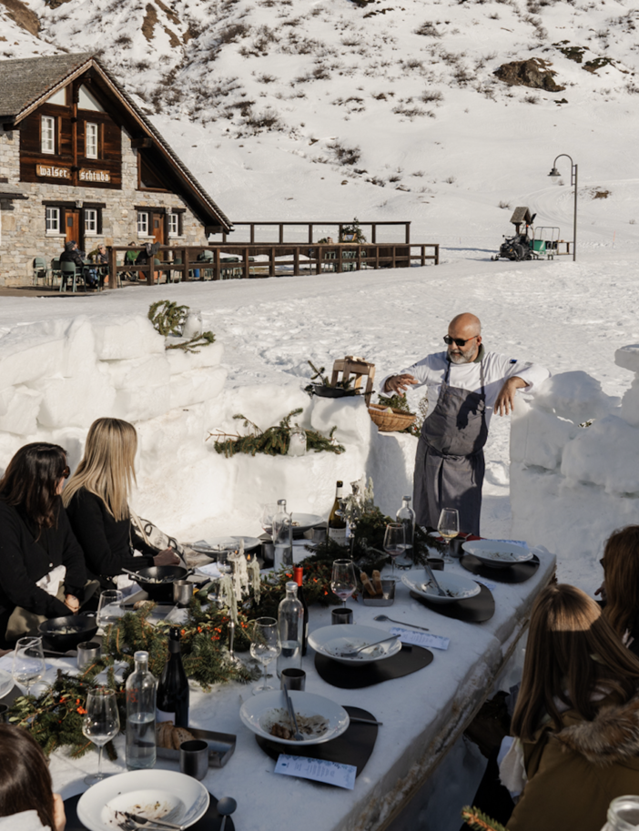 A Riale il banchetto nella neve con lo chef Matteo Sormani