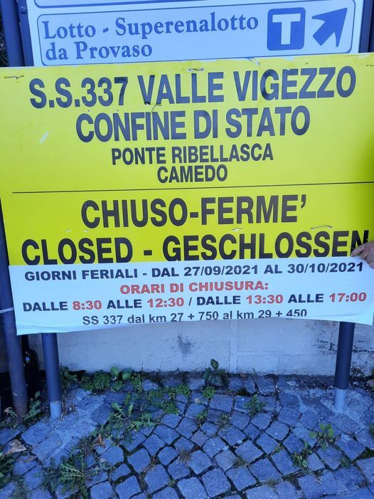 Chiusa a fasce orarie la frontiera di Ribellasca