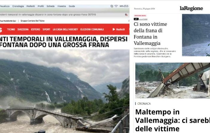 Ticino, disastro e dispersi in Vallemaggia. Giù un ponte, niente elettricità ed evacuazioni