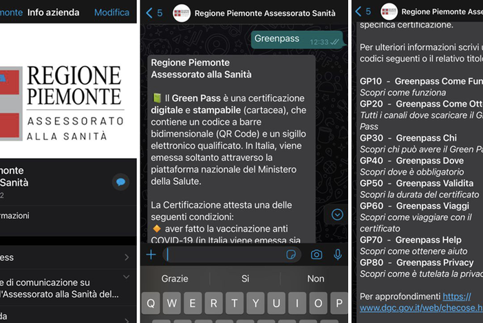 Covid e Green Pass, le informazioni dalla Regione arrivano via whatsapp