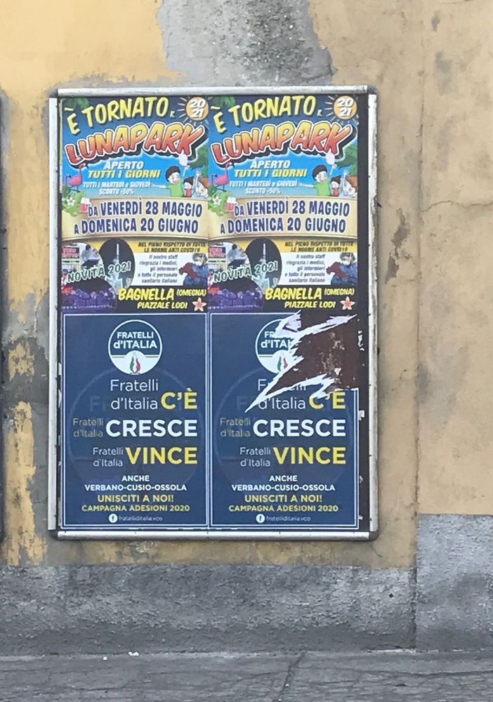 Omegna, Fratelli d'Italia: “Atti di vandalismo sui manifesti affissi in città”