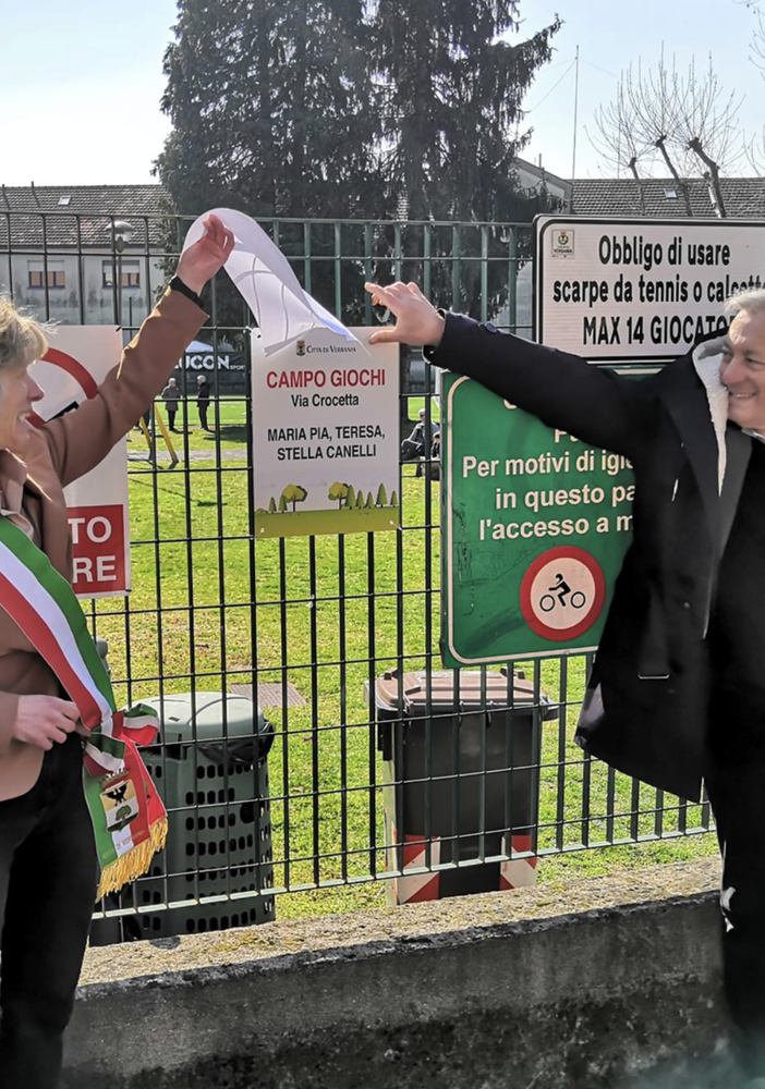 Inaugurato 'Campo Gioco' in via Crocetta. E' intitolato alle sorelle Maria Pia, Teresa e Stella Canelli FOTO