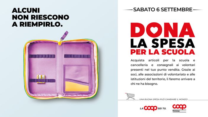 “Dona la Spesa per la Scuola”: il 6 settembre la raccolta solidale nei supermercati Coop del Vco “Dona la Spesa per la Scuola”: il 6 settembre la raccolta solidale nei supermercati Coop del Vco