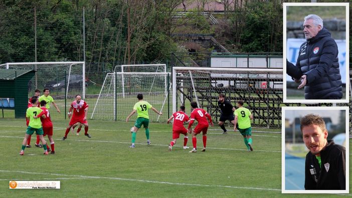 Una partita interna del Vogogna, nel riquadro Michael Nino e Cesare Rampi