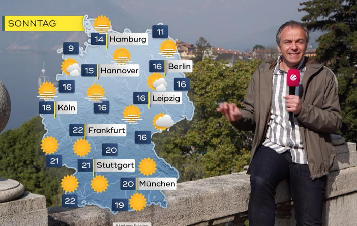 Trasmesso dal lago Maggiore il meteo del telegiornale tedesco