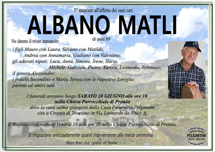 Albano Matli di anni 89