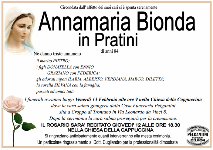 Annamaria Bionda in Pratini di anni 84