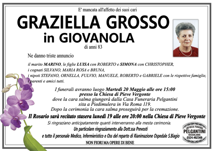 Graziella Grosso in Giovanola di anni 83