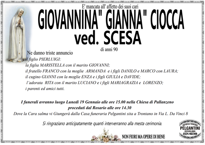 Giovannina Ciocca di anni 90