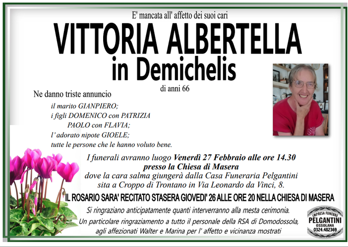 Vittoria Albertella in Demichelis di anni 66