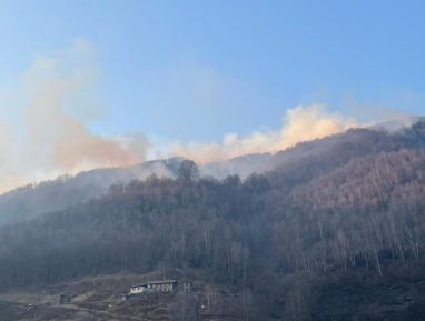 Valle Strona, ancora molto esteso l'incendio a Sambughetto