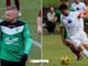 Simone Margaroli autore del gol vittoria del Vogogna e Denis Pasin, in rete per la Virtus Villa