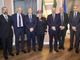 In foto da sx: maggiore Rondano, Nobili, presidente Club Macaluso, Cav. Tagliacollo (ONAOMAC), senatore Borghi, Corti e maggiore Recupero
