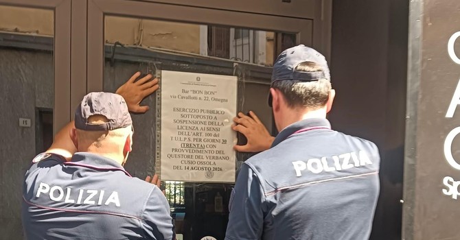 Omegna, sospesa per 30 giorni la licenza del bar Bon Bon Omegna, sospesa per 30 giorni la licenza del bar Bon Bon