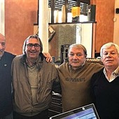 Nella foto Gianni Piaceri, Egidio Calloni, Pasquale Croci (un altro ex della Pro Patria) e Mario Casna.