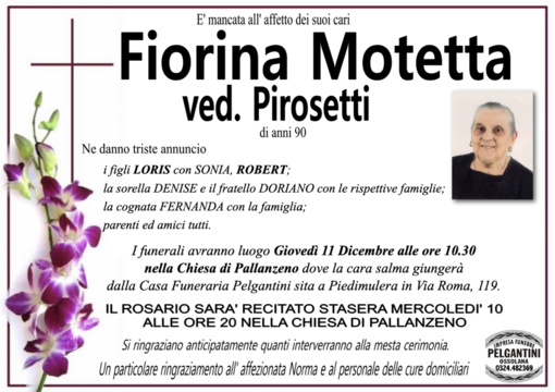 Fiorina Motetta ved. Pirosetti di anni 90 Fiorina Motetta ved. Pirosetti di anni 90