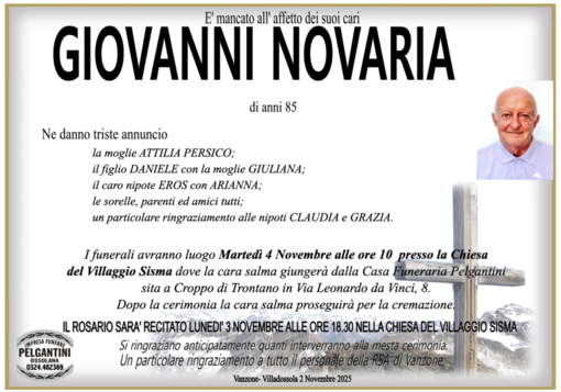 Giovanni Novaria 85 anni