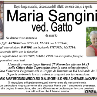 Maria Sanginiti ved. Gatto 83 anni