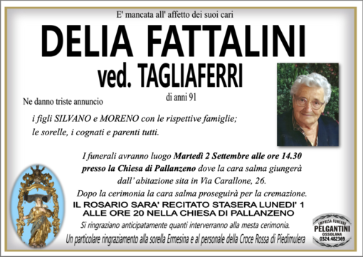 Delia Fattalini ved. Tagliaferri di anni 91