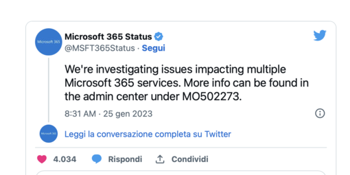 Problemi con i server dei servizi Microsoft