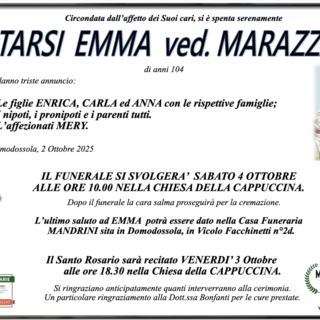 Tarsi Emma ved. Marazzani di anni 104