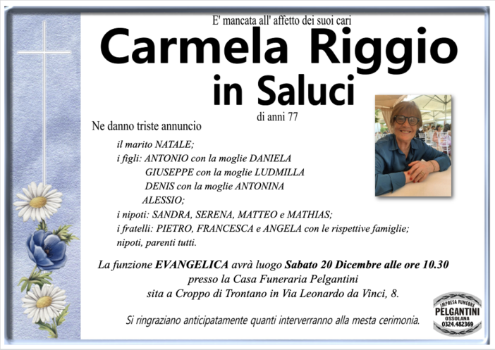 Carmela Riggio in Saluci di anni 77