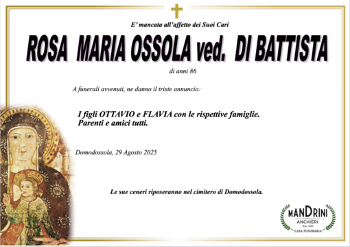 Rosa Maria Ossola ved. Di Battista di anni 86