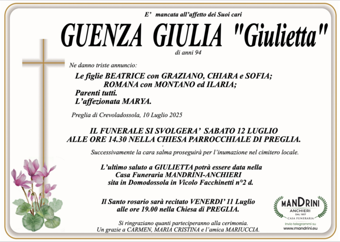Guenza Giulia &quot;Giulietta&quot; di anni 94