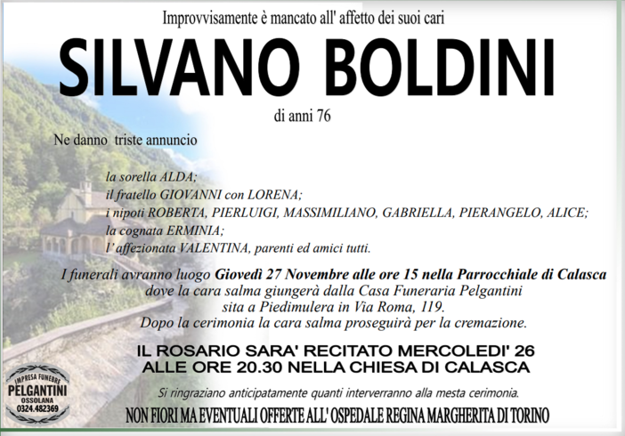 Silvano Boldini di anni 76