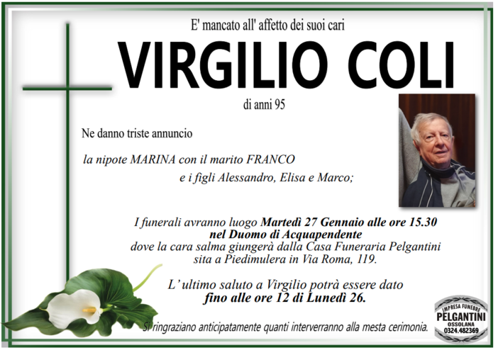 Virgilio Coli di anni 95