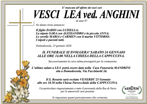 Vesci Lea ved. Anghini di anni 97
